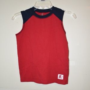 Blue and Red Starter cut off shirt